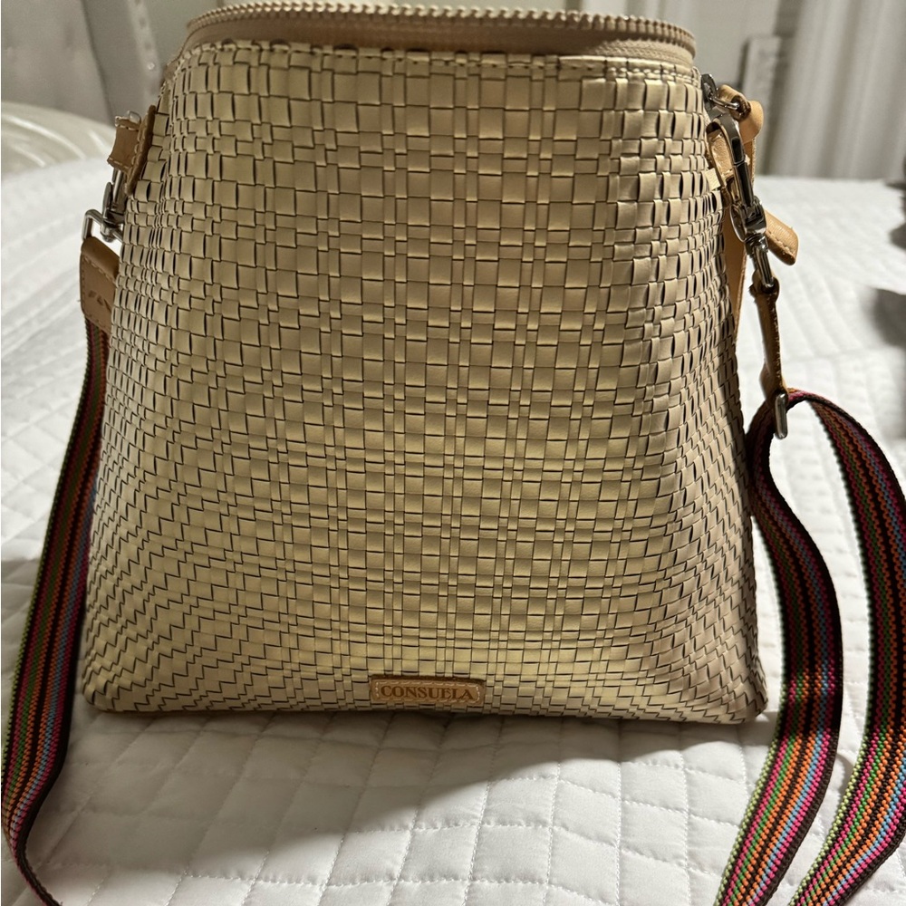 Consuela Downtown Gold Woven Crossbody Bag